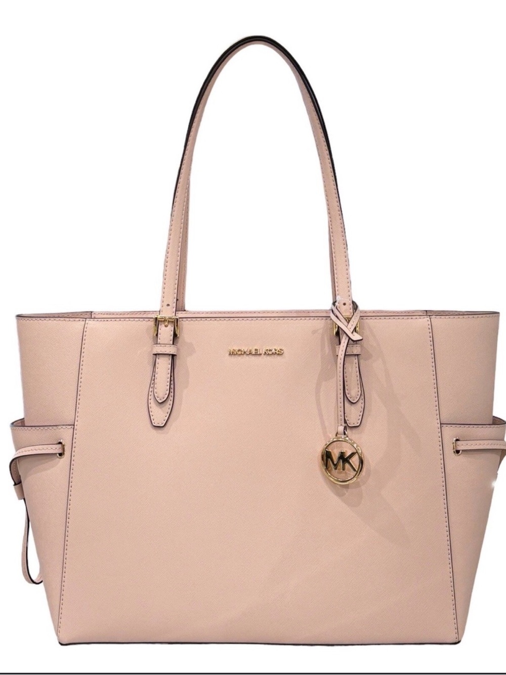 Michael Kors Pale Blush Saffiano Leather Tote with Gold MK Charm